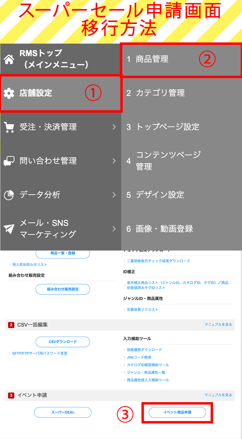 楽天RMSでスーパーSALE商品の販売価格と販売期間を設定する画面